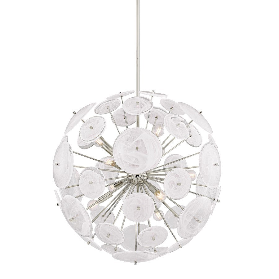 Mitzi Tamara 9 Light Chandelier, Polished Nickel/Remolino Blanco - H1004809-PN