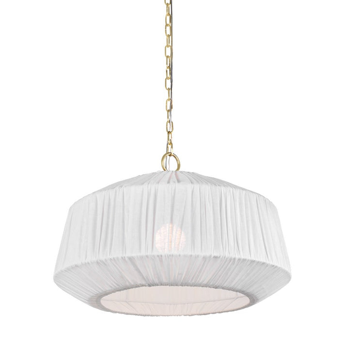 Mitzi Amanza 1 Light 24" Pendant, Aged Brass/White Linen - H1011701L-AGB