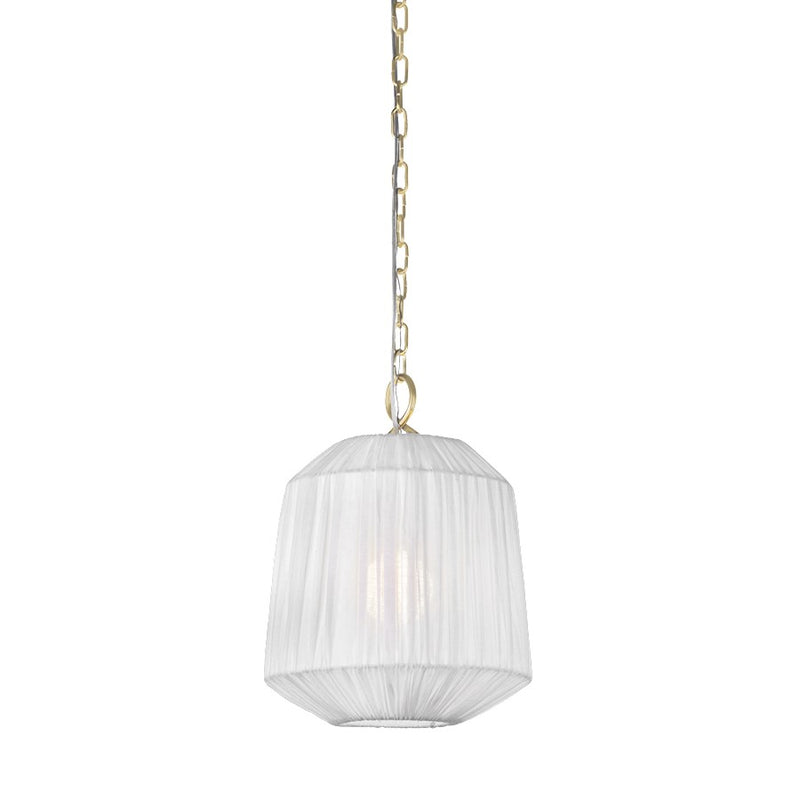 Mitzi Amanza 1 Light 12" Pendant, Aged Brass/White Linen - H1011701S-AGB