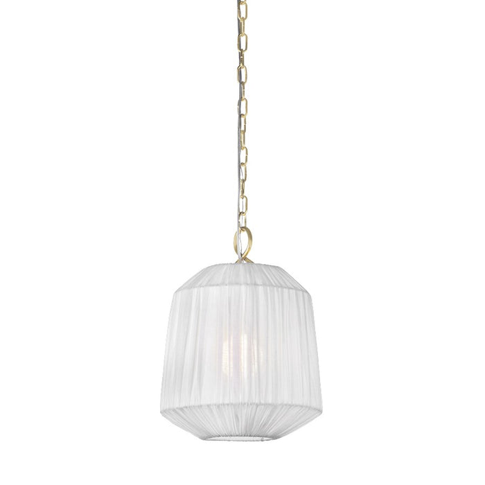 Mitzi Amanza 1 Light 12" Pendant, Aged Brass/White Linen - H1011701S-AGB
