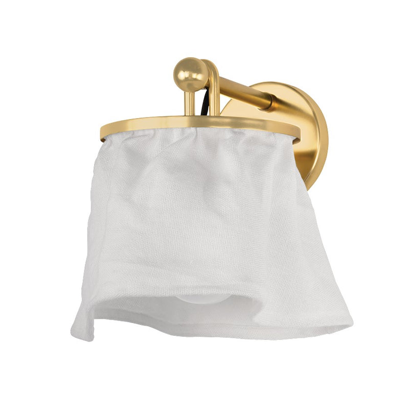 Mitzi Jalissa 1 Light Wall Sconce, Aged Brass/White Linen - H1012101-AGB