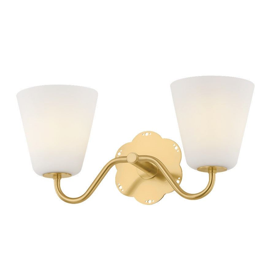 Mitzi Leonella 2 Light Bath and Vanity, Aged Brass/Opal Matte - H1017302-AGB