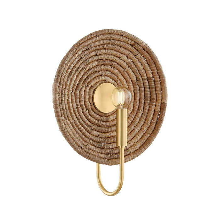 Mitzi Ashby 1 Light Wall Sconce, Aged Brass/Woven Natural Fiber - H1020101-AGB