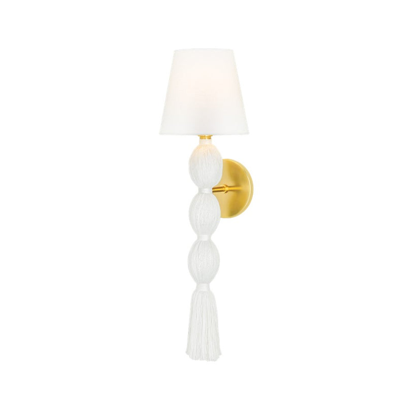 Mitzi Indra 1 Light Wall Sconce, Aged Brass/White Linen - H1021101-AGB