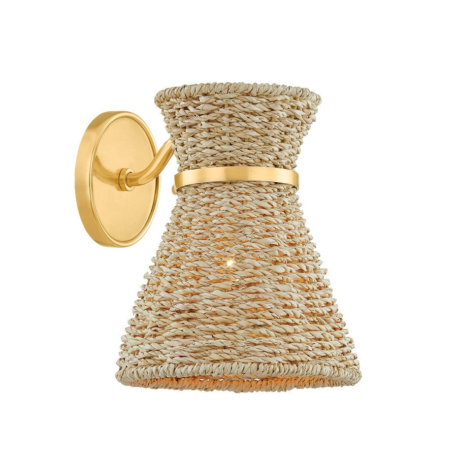 Mitzi Jamie 1 Light Wall Sconce, Aged Brass/Seagrass - H1023101-AGB