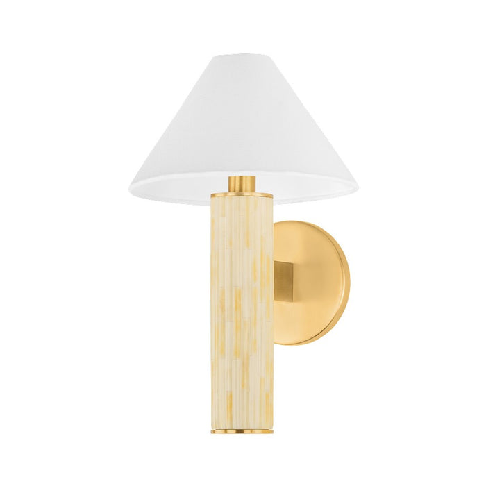 Mitzi Clover 1 Light Wall Sconce, Aged Brass/White Linen - H1027101-AGB