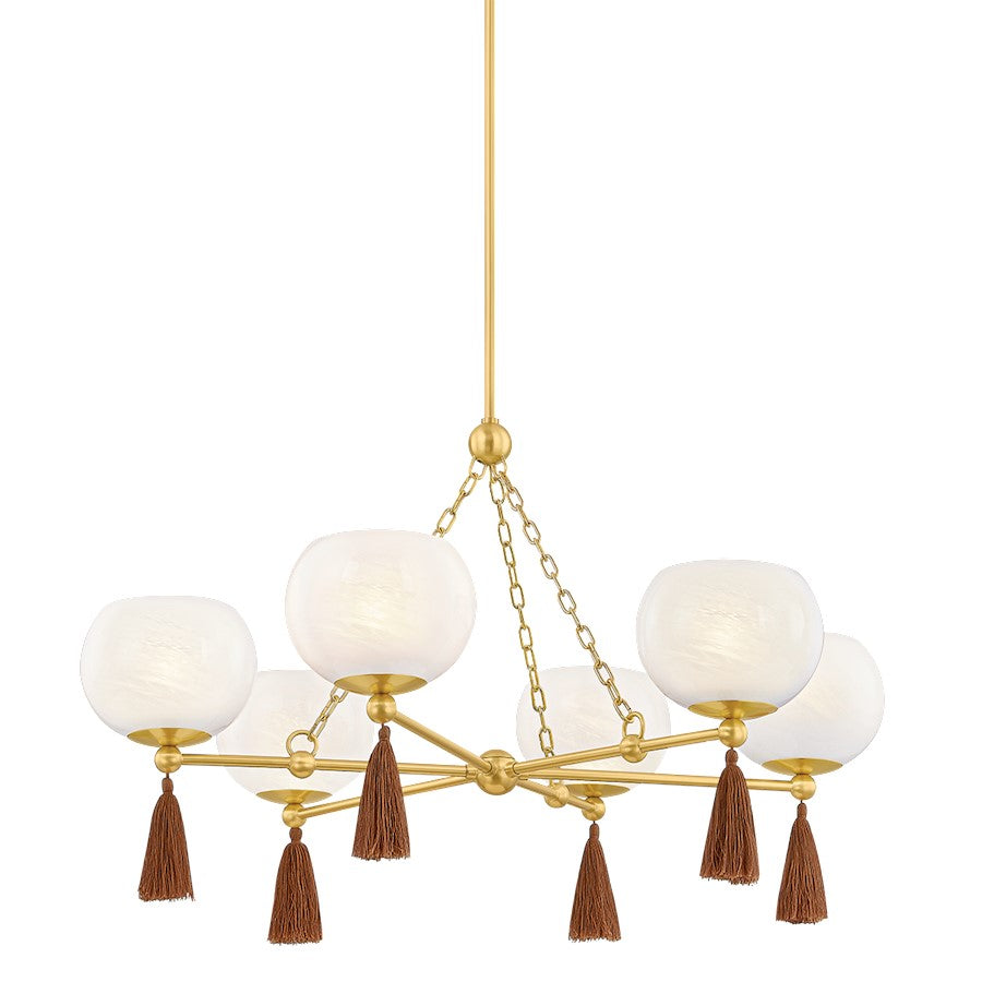 Mitzi Niya 6 Light Chandelier, Aged Brass/Cloud - H1039806-AGB
