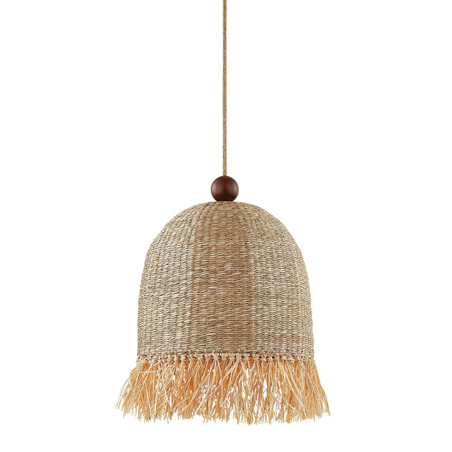 Mitzi Sheri 1 Light Pendant, Aged Brass/Natural Raffia - H1041701-AGB