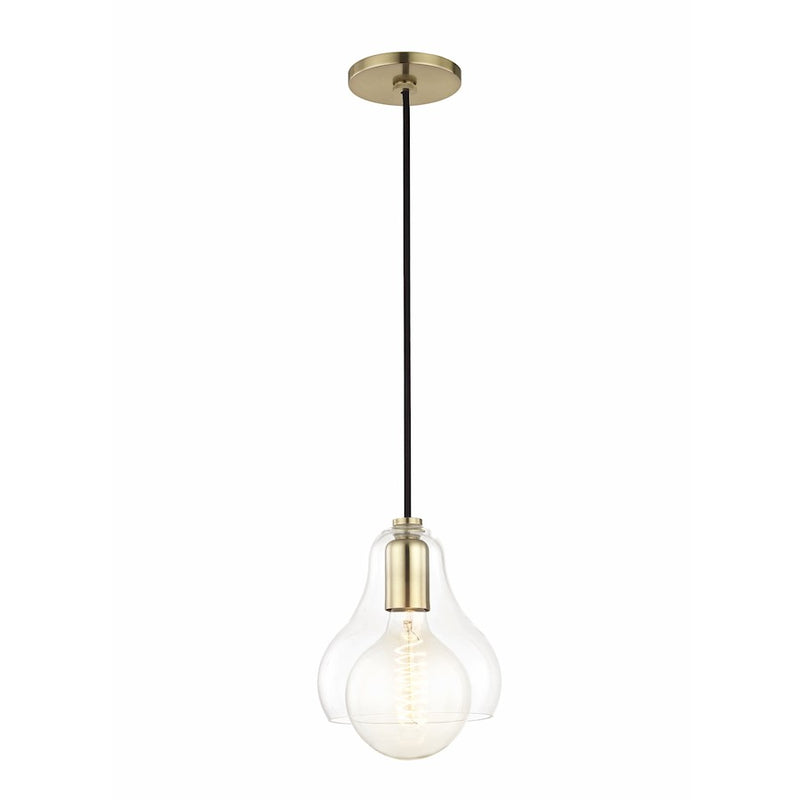 Mitzi Sadie 1 Light Pendant, Aged Brass/Clear