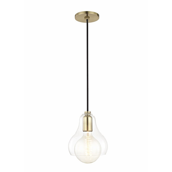 Mitzi Sadie 1 Light Pendant, Aged Brass/Clear