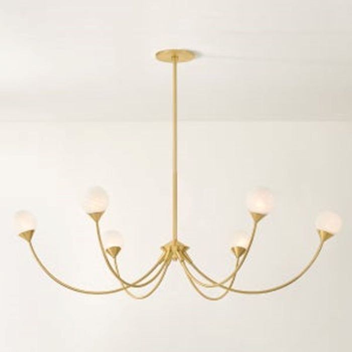 Mitzi Natasha 6 Light Chandelier, Aged Brass/Cloud