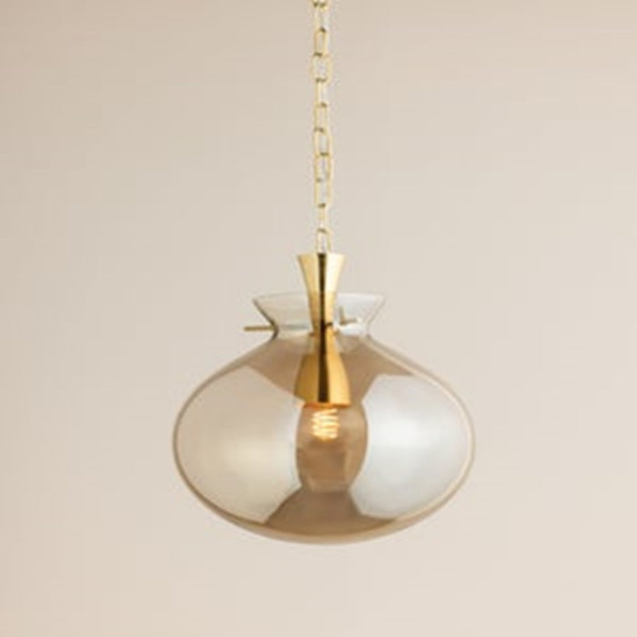 Mitzi Benita 1 Light 12" Pendant, Aged Brass/Light Bronze
