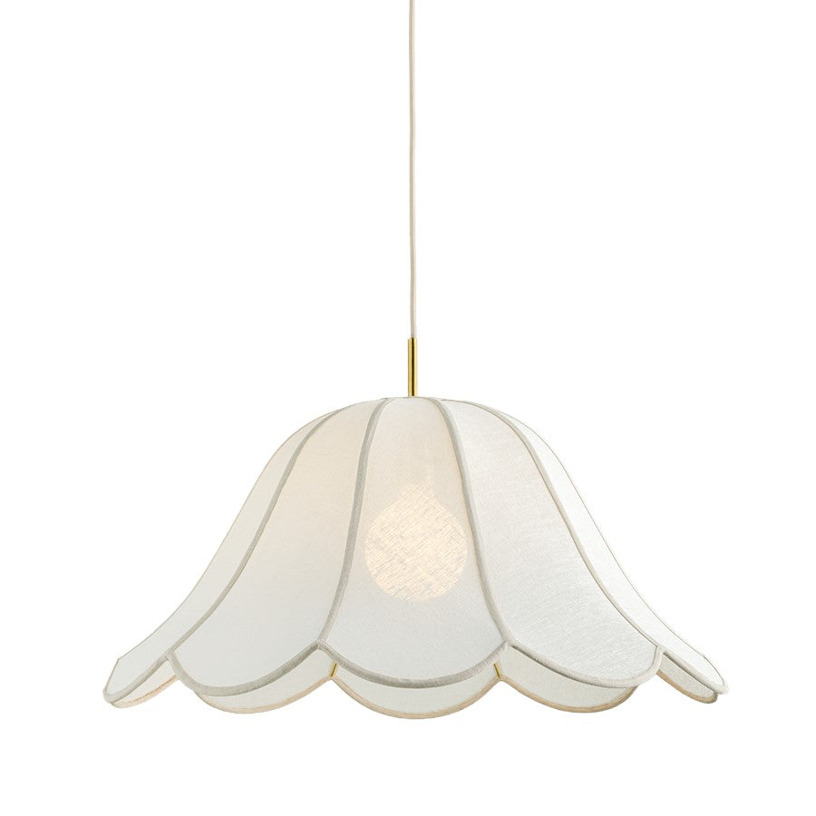 Mitzi Dara 1 Light 30" Pendant, Aged Brass/White Linen - H1059701L-AGB