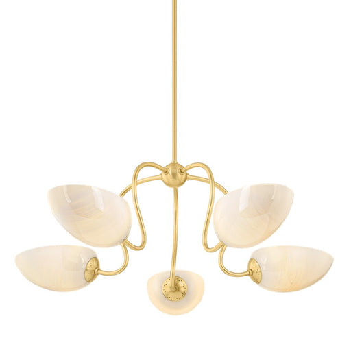Mitzi REVA 5 Light Chandelier, Aged Brass/Cloud - H1064805-AGB