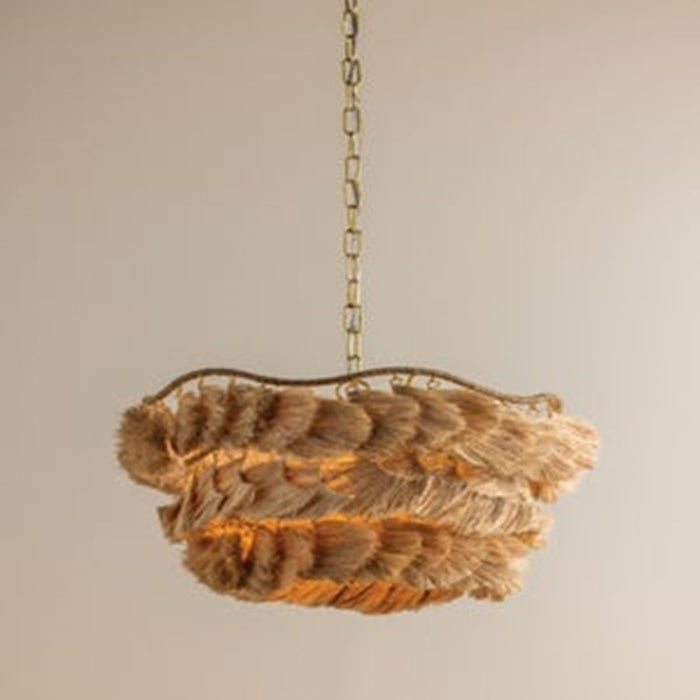 Mitzi Daria 1 Light 20" Chandelier, Aged Brass/Banana Fiber