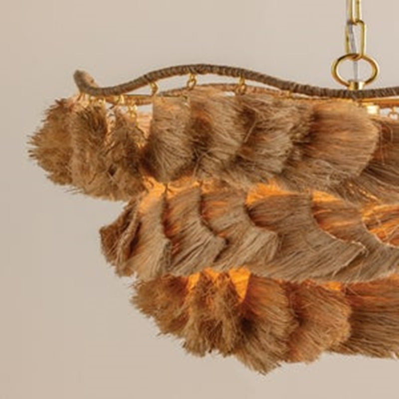 Mitzi Daria 1 Light 20" Chandelier, Aged Brass/Banana Fiber