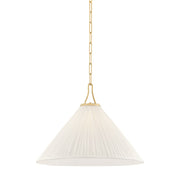 Mitzi Merida 1 Light 22" Pendant, Aged Brass/Faux Silk - H1076701L-AGB