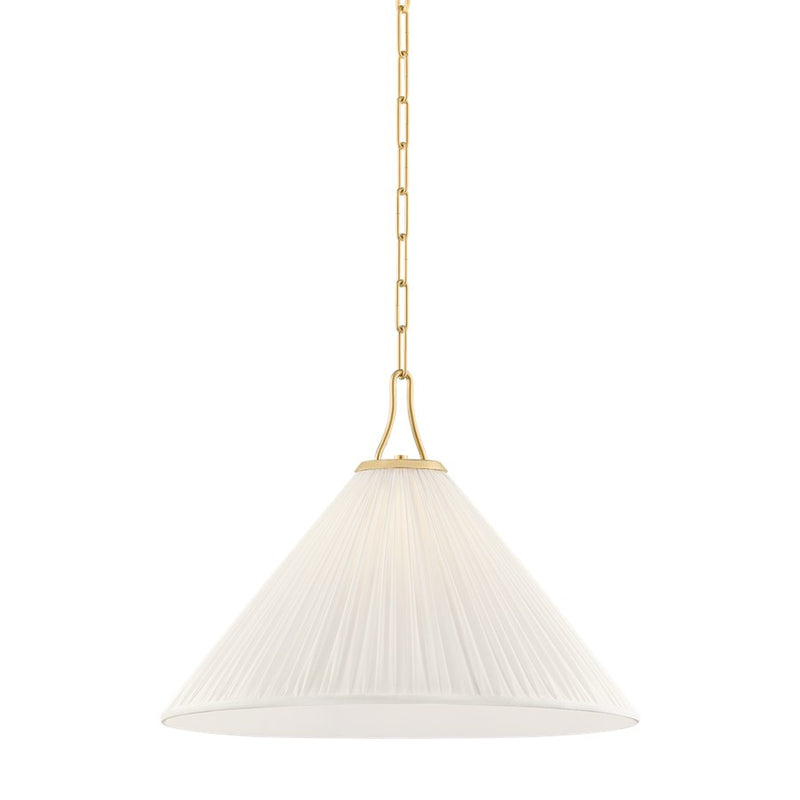 Mitzi Merida 1 Light 22" Pendant, Aged Brass/Faux Silk - H1076701L-AGB