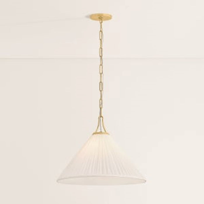 Mitzi Merida 1 Light 22" Pendant, Aged Brass/Faux Silk