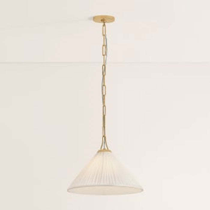 Mitzi Merida 1 Light 16" Pendant, Aged Brass/Faux Silk