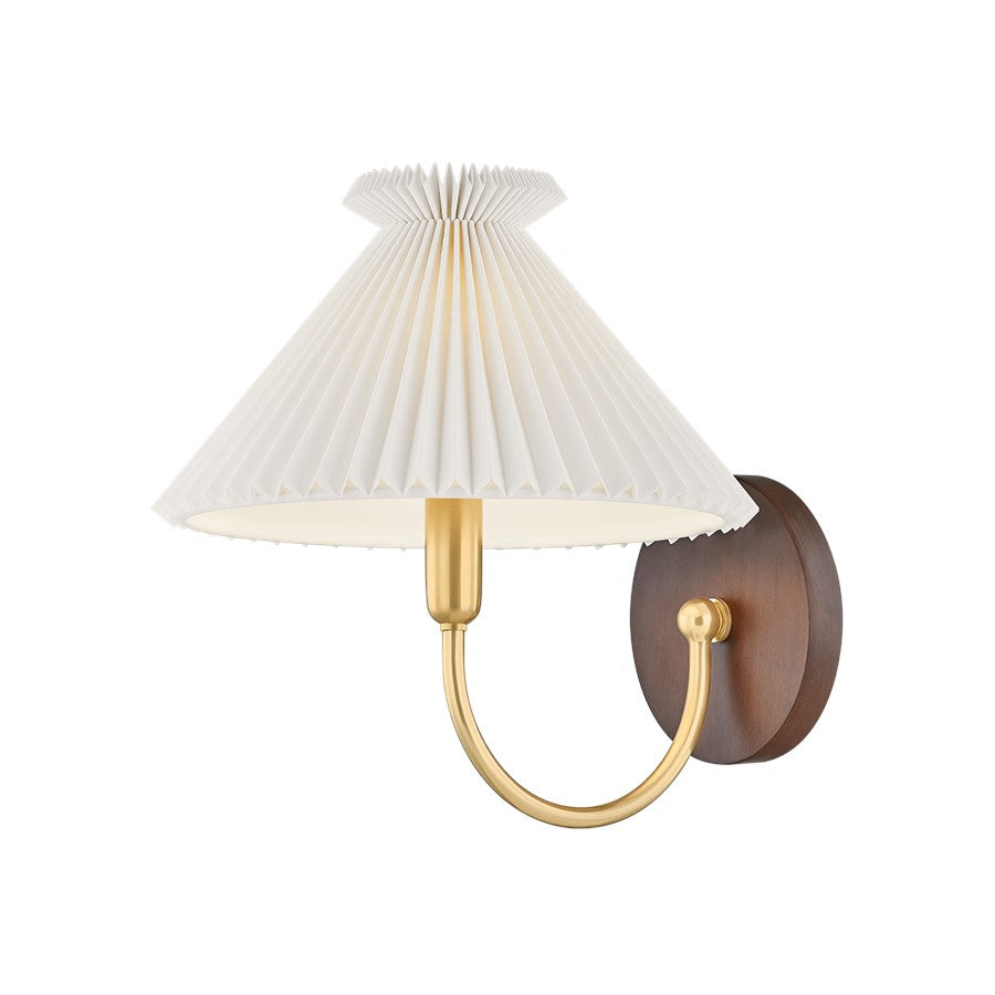 Mitzi ACACIA 1 Light Wall Sconce, Aged Brass/White Linen - H1079101-AGB