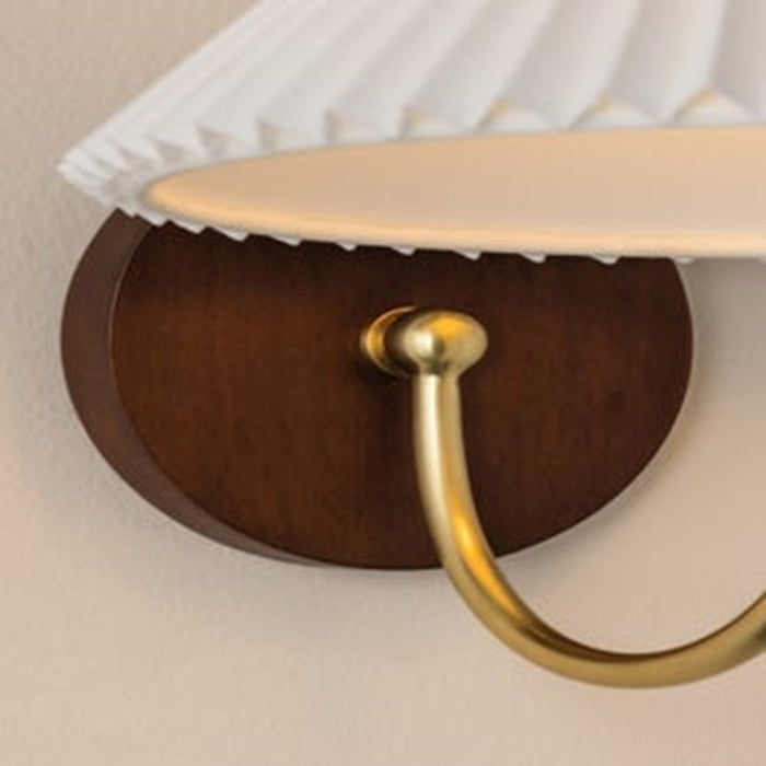 Mitzi Acacia 1 Light Wall Sconce, Aged Brass/White Linen