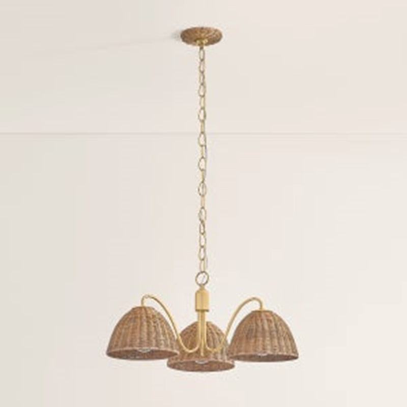 Mitzi Katniss 3Lt Chandelier, Brass/Vintage Natural Wicker