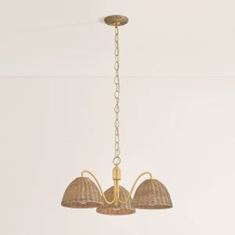 Mitzi Katniss 3Lt Chandelier, Brass/Vintage Natural Wicker
