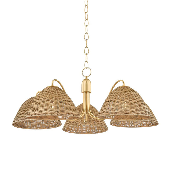 Mitzi KATNISS 5Lt Chandelier, Brass/Vintage Natural Wicker - H1081805-AGB