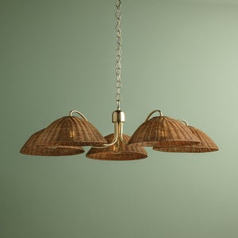 Mitzi Katniss 5Lt Chandelier, Brass/Vintage Natural Wicker