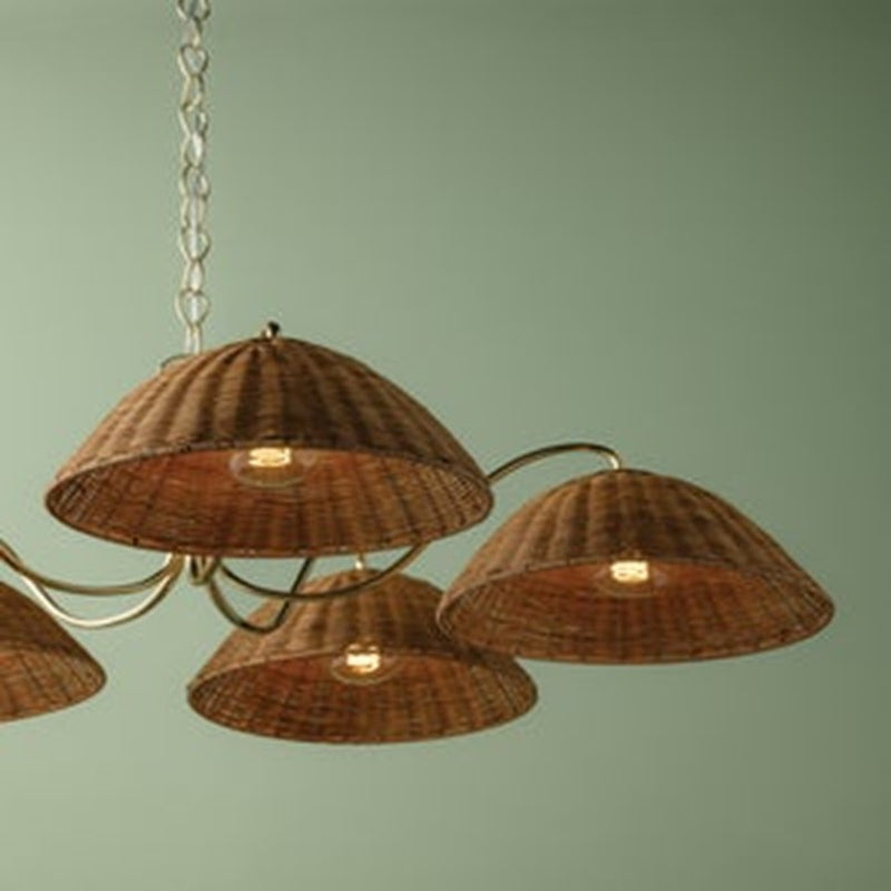 Mitzi Katniss 5Lt Chandelier, Brass/Vintage Natural Wicker