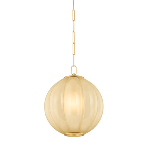 Mitzi Bernadine 1 Light 19" Pendant, Aged Brass/Cream Etched - H1091701L-AGB