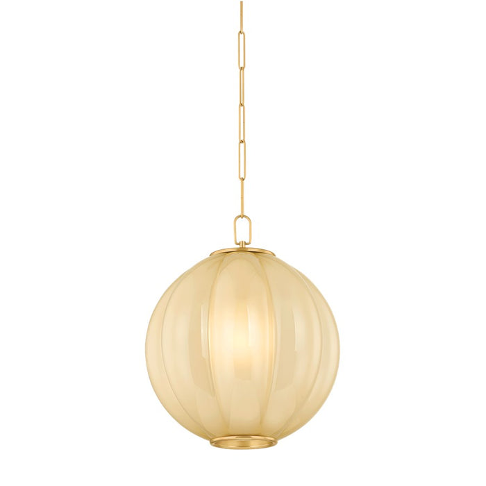Mitzi Bernadine 1 Light 19" Pendant, Aged Brass/Cream Etched - H1091701L-AGB
