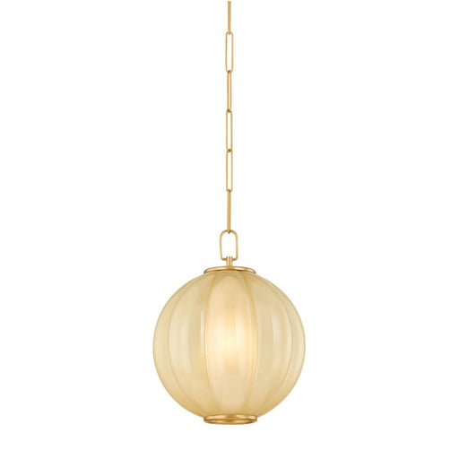Mitzi Bernadine 1 Light 15" Pendant, Aged Brass/Cream Etched - H1091701S-AGB