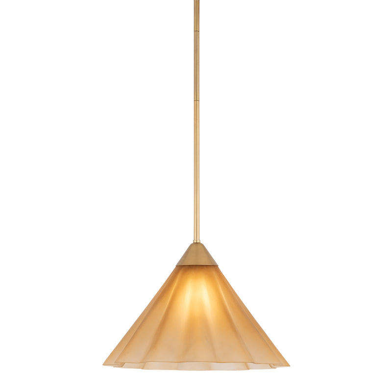 Mitzi Gabrielle 16in 1-Light Pendant | Aged Brass Steel and Matte Champagne Glass | Kitchen Island & Dining Room | 16 x 16 x 11 in | Model H1096701L-AGB