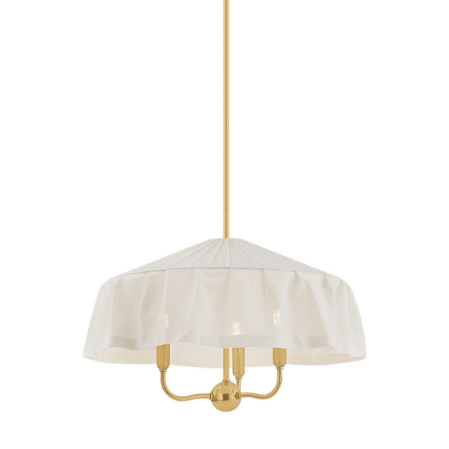 Mitzi Shivonne 3 Light Pendant, Aged Brass/Ivory Linen - H1109803-AGB