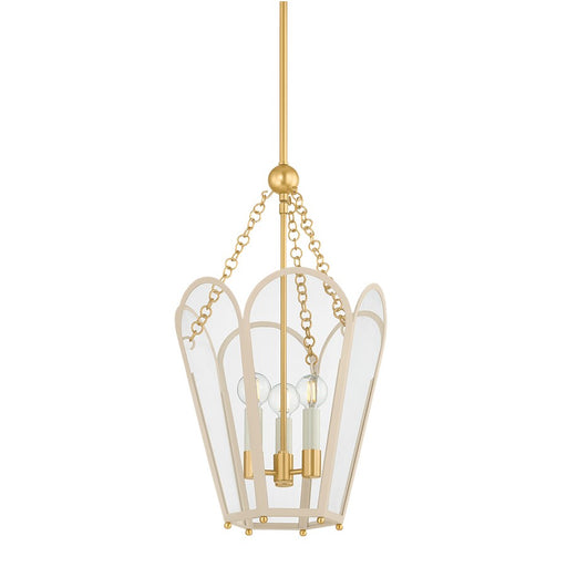 Mitzi Clarisse 3 Light Lantern, Aged Brass/Clear/Bisque - H1132703-AGB-SBQ