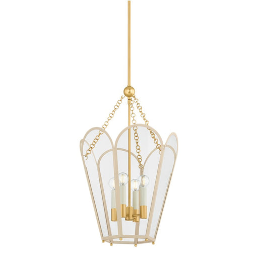 Mitzi Clarisse 4 Light Lantern, Aged Brass/Clear/Bisque - H1132704-AGB-SBQ