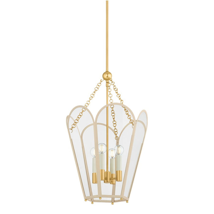 Mitzi Clarisse 4 Light Lantern, Aged Brass/Clear/Bisque - H1132704-AGB-SBQ