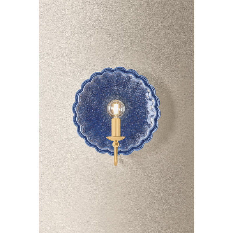 Mitzi Paulette 1 Light Wall Sconce, Aged Brass/Ceramic Indigo - H1140101-AGB-CIW