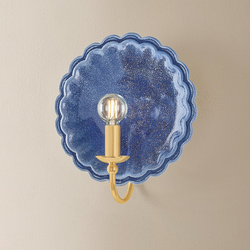 Mitzi Paulette 1 Light Wall Sconce, Aged Brass/Ceramic Indigo - H1140101-AGB-CIW
