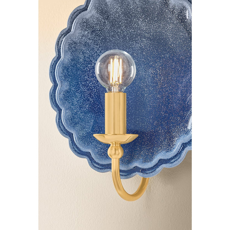 Mitzi Paulette 1 Light Wall Sconce, Aged Brass/Ceramic Indigo - H1140101-AGB-CIW