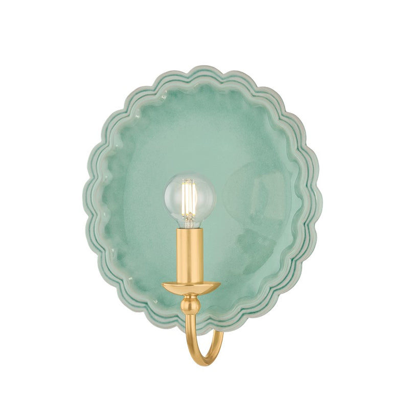 Mitzi Paulette 1 Light Wall Sconce, Aged Brass/Ceramic Moss - H1140101-AGB-CMC