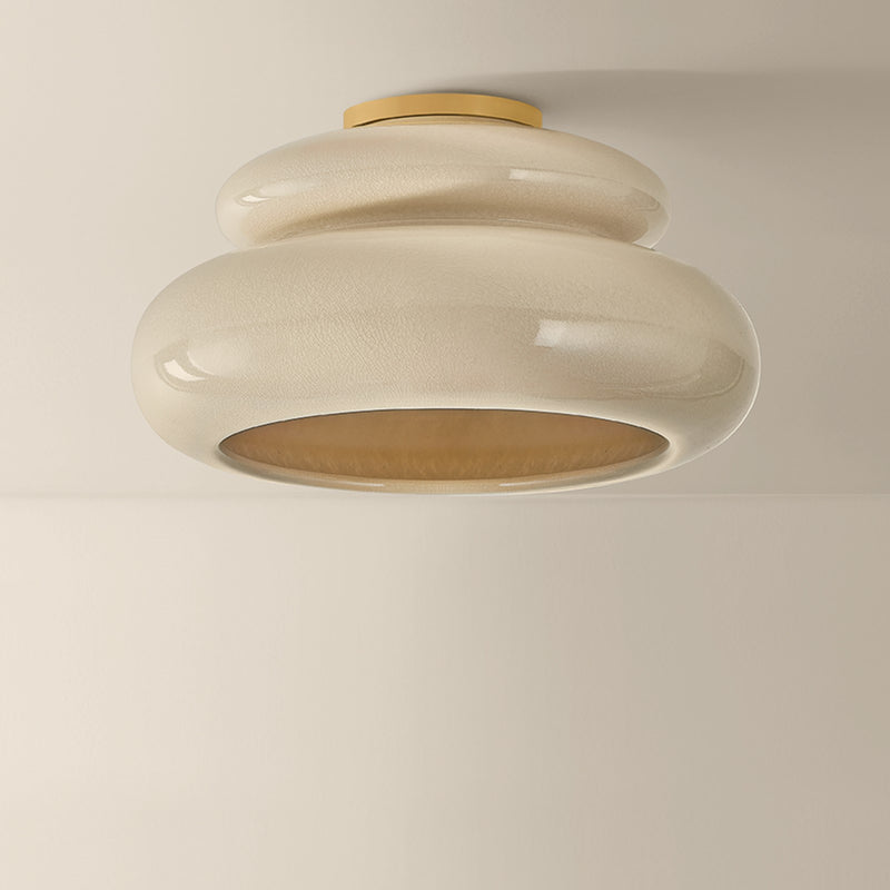 Mitzi Pia 1 Light Semi Flush, Aged Brass/Butter Crackle - H1145501-AGB/CBR