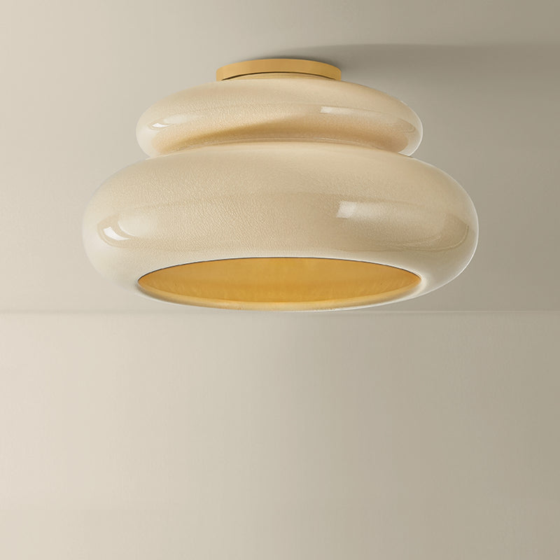Mitzi Pia 1 Light Semi Flush, Aged Brass/Butter Crackle - H1145501-AGB/CBR