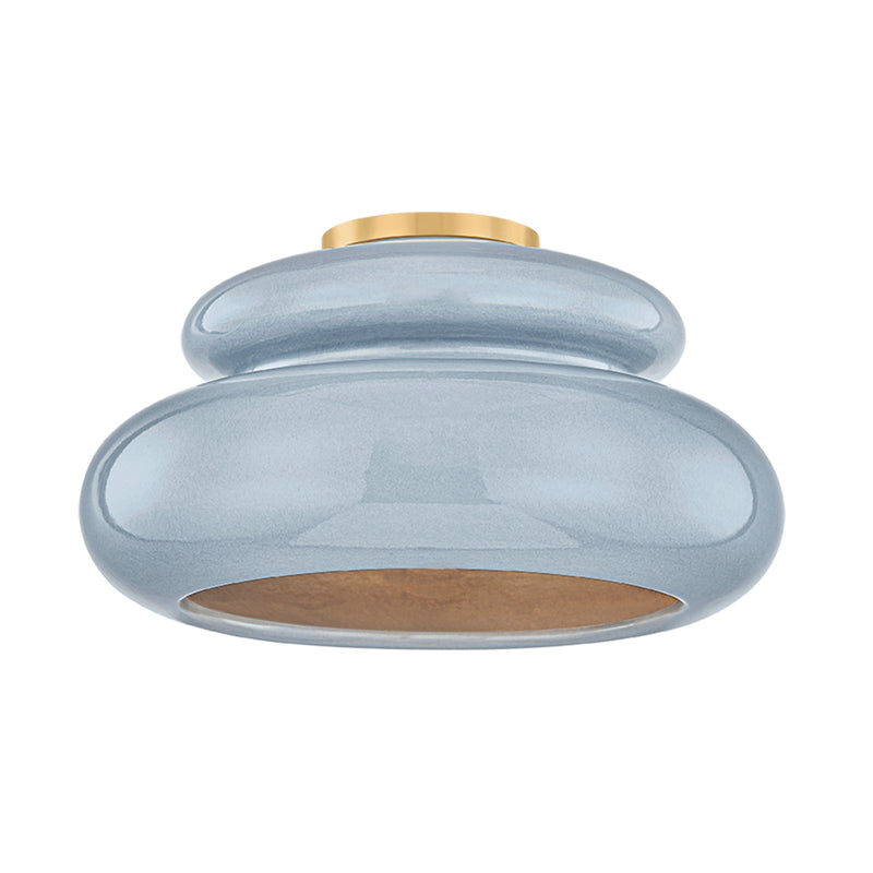 Mitzi Pia 1 Light Semi Flush, Aged Brass/Chateau Crackle - H1145501-AGB/CCC