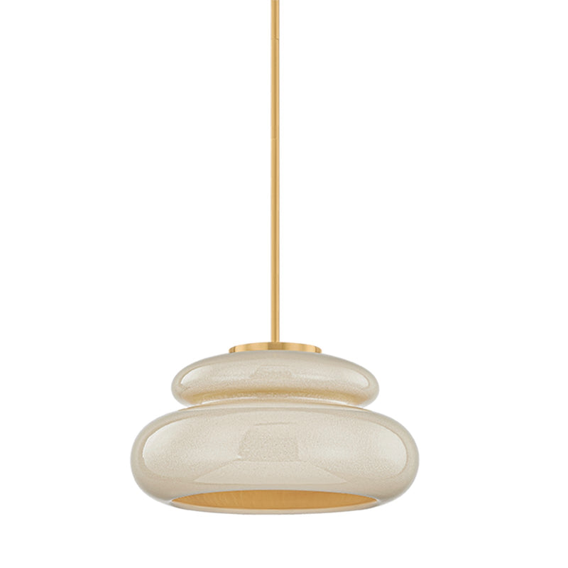 Mitzi Pia 1 Light Pendant, Aged Brass/Butter Crackle - H1145701-AGB/CBR