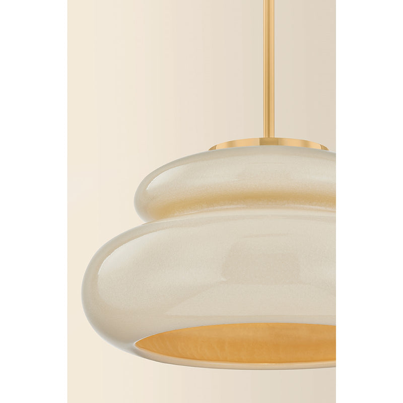 Mitzi Pia 1 Light Pendant, Aged Brass/Butter Crackle - H1145701-AGB/CBR
