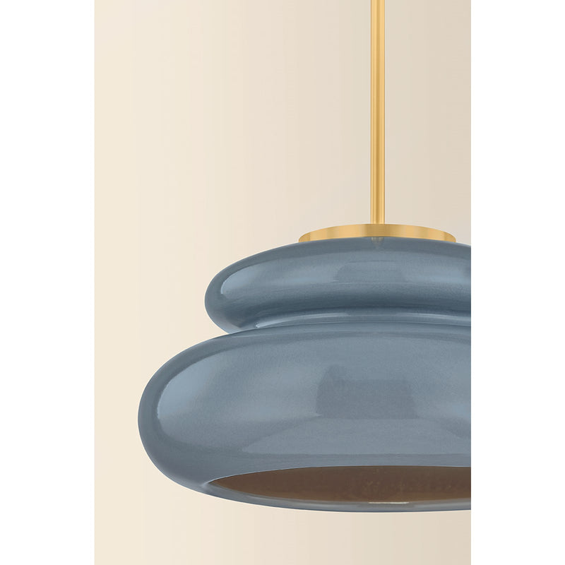 Mitzi Pia 1 Light Pendant, Aged Brass/Chateau Crackle - H1145701-AGB/CCC