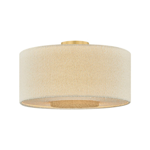 Mitzi Miller 3 Light Flush Mount, Aged Brass/Textured Linen - H1153503-AGB